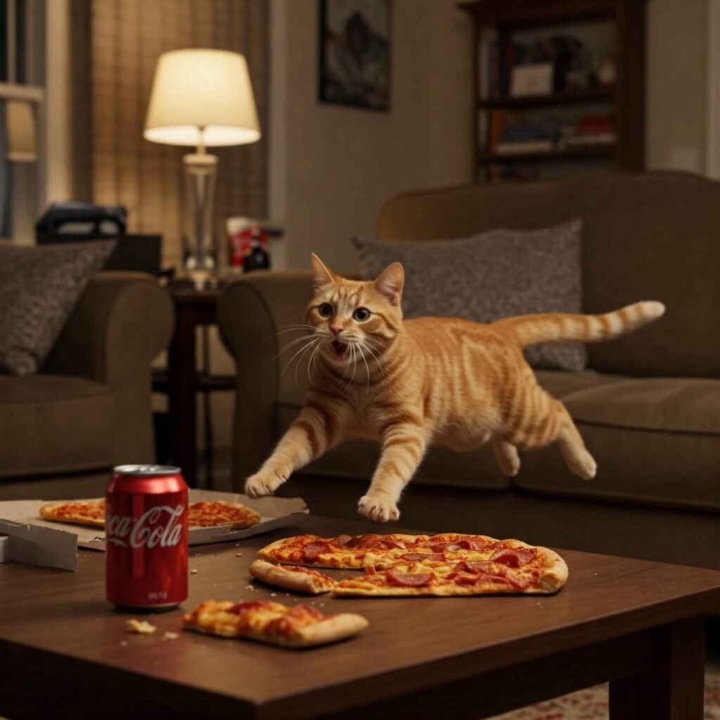 Muffin's Pizza Zoomie Disaster - Funny Cat Photo