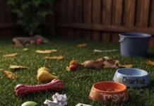 The Ultimate Daily Care Checklist for Dogs and Cats Funny chaotic backyard scene with pet mess